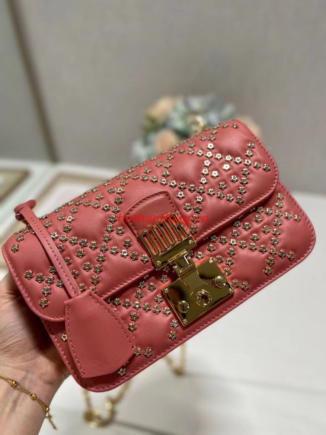 DIOR BAG Lucky Star Cannage Lambskin C2628 red