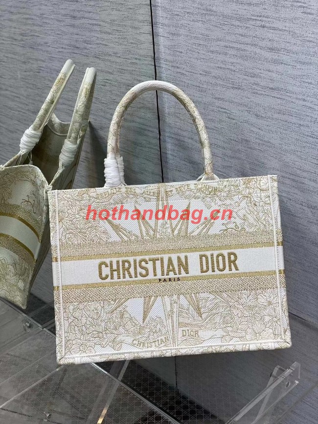 MEDIUM DIOR BOOK TOTE Dior Reve dInfini Embroidery with Gold-Tone Metallic Thread M1296Z