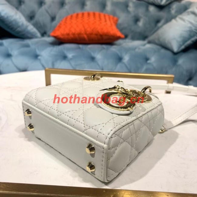 MICRO LADY DIOR BAG Scarlet Cannage Lambskin S0856O white&gold