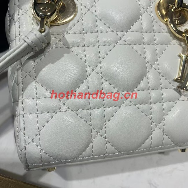 MICRO LADY DIOR BAG Scarlet Cannage Lambskin S0856O white&gold