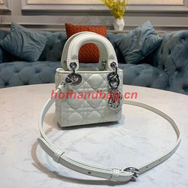 MICRO LADY DIOR BAG Scarlet Cannage Lambskin S0856O white&silver