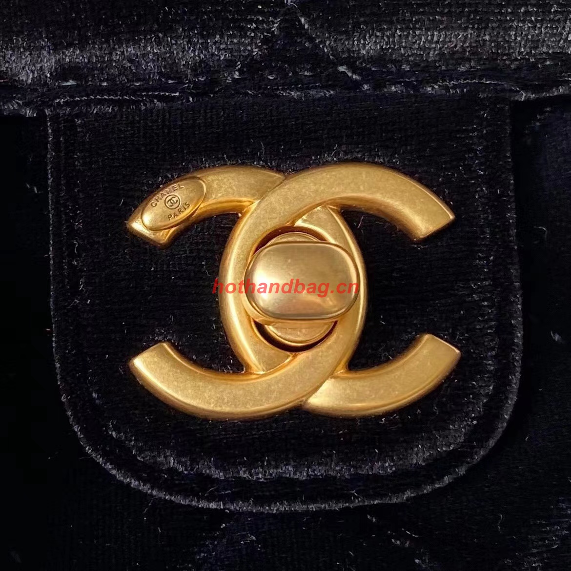 Chanel MINI FLAP BAG Velvet & Gold-Tone Metal AS3442 Black