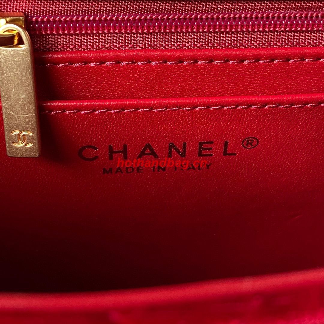 Chanel 22 FLAP BAG Velvet & Gold-Tone Metal AS3432 Red