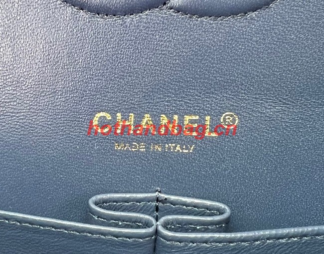 Chanel CLASSIC HANDBAG Printed Denim & Gold-Tone Metal A01112 Dark Blue