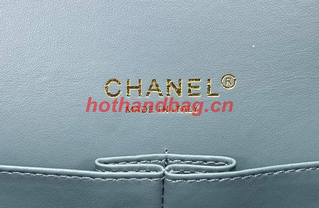 Chanel CLASSIC HANDBAG Printed Denim & Gold-Tone Metal A01112 Light Blue