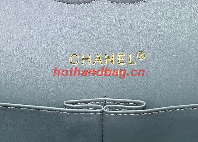 Chanel CLASSIC HANDBAG Printed Denim & Gold-Tone Metal A01116 Light Blue
