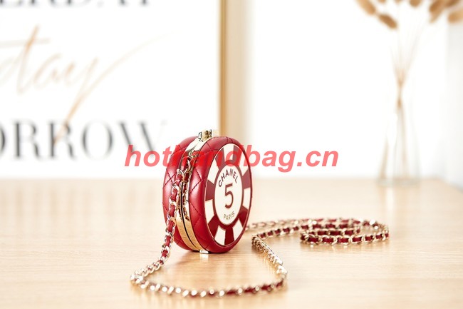 CHANEL CLUTCH WITH CHAIN AP3074 Red & White
