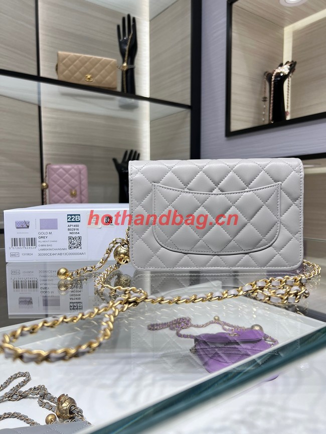 CHANEL WALLET ON CHAIN AP1450 light gray