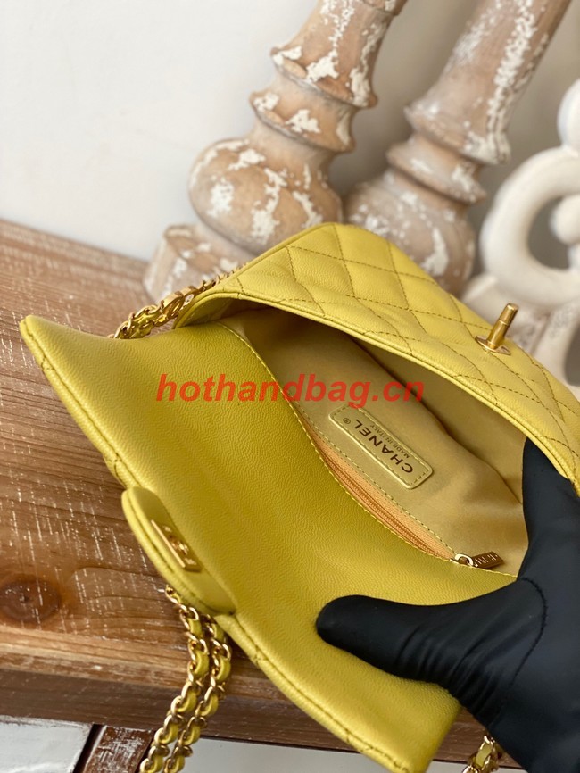 Chanel MINI FLAP BAG Grained Calfskin & Gold-Tone Metal AS3757 yellow