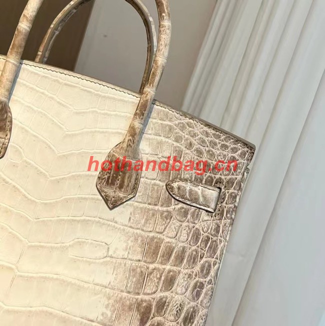 Hermes Birkin 30CM Original South African Nile Crocodile Leather Bag BK25 White&Gray