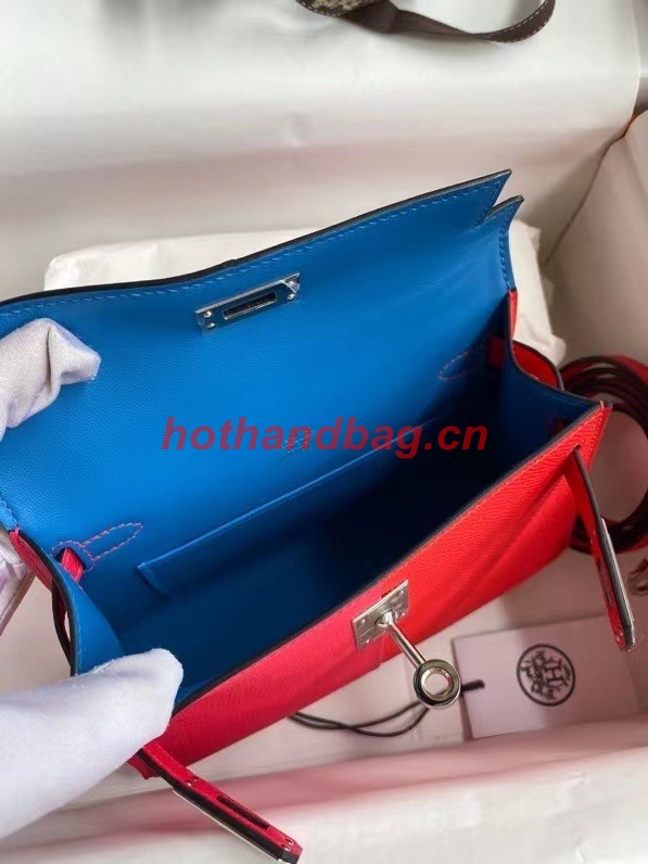 Hermes Kelly 19cm Shoulder Bags Epsom Leather KL19 Silver hardware red&pink