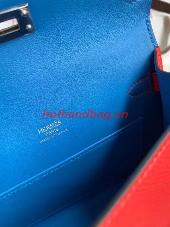 Hermes Kelly 19cm Shoulder Bags Epsom Leather KL19 Silver hardware red&pink