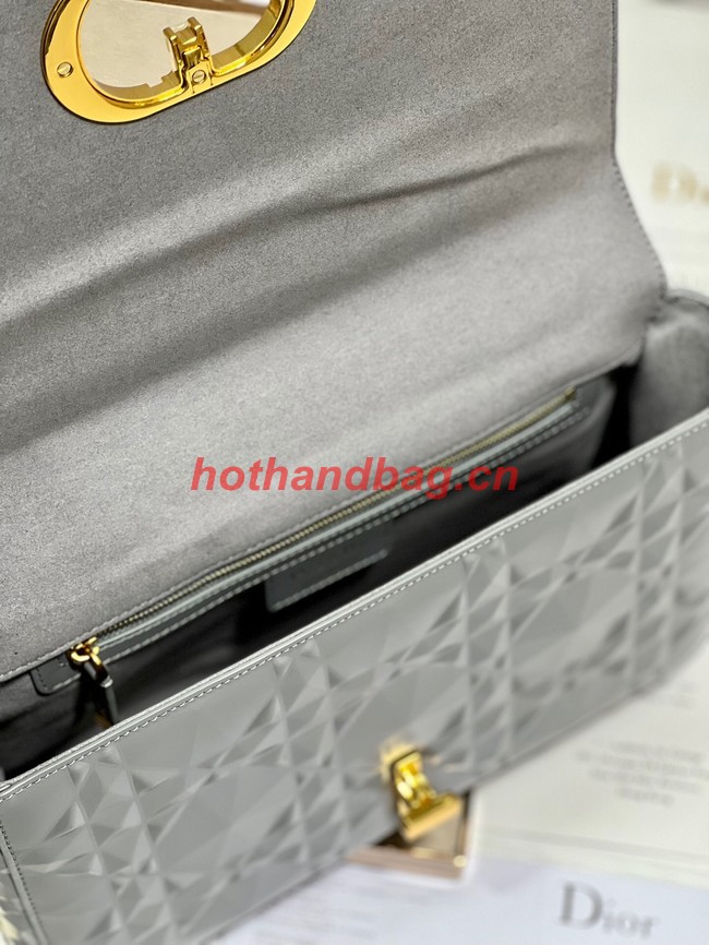 MEDIUM DIOR CARO BAG Cannage Calfskin with Diamond Motif M9241UW gray&gold