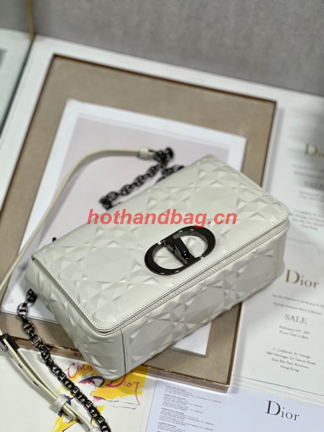 MEDIUM DIOR CARO BAG Cannage Calfskin with Diamond Motif M9242UW white&black