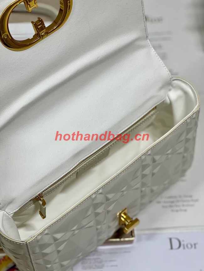 MEDIUM DIOR CARO BAG Cannage Calfskin with Diamond Motif M9242UW white&gold