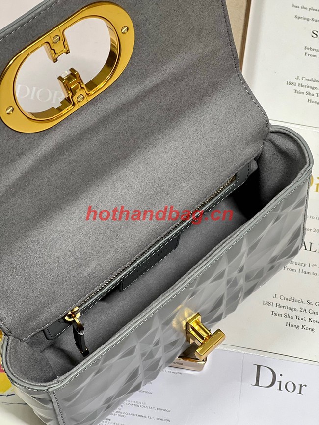 SMALL DIOR CARO BAG Cannage Calfskin with Diamond Motif M9243UW gray&gold