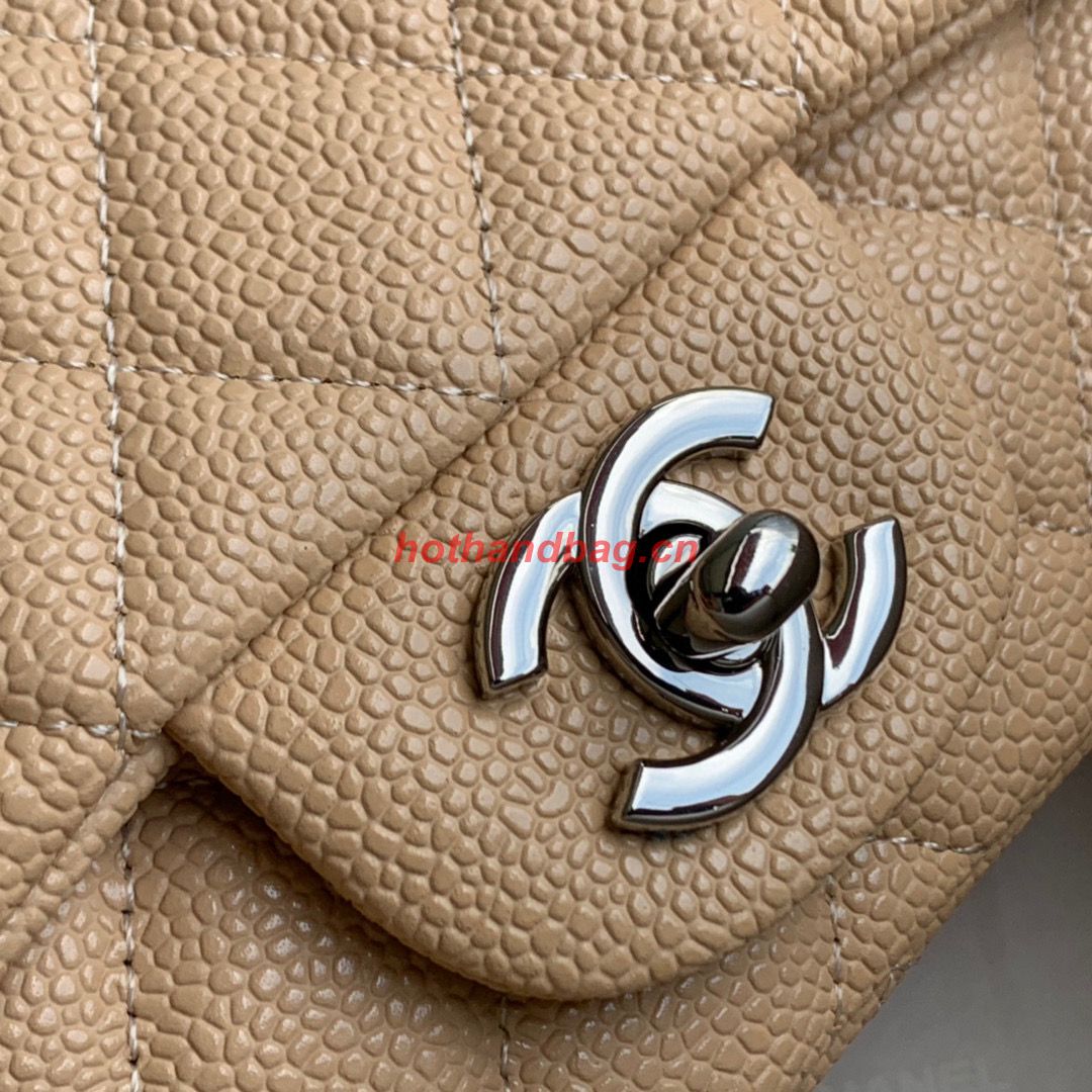 Chanel Original Caviar Leather Flap cross-body bag CF1116 Apricot & Silver chain