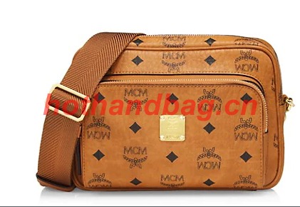 MCM Shoulder Bag Calfskin Leather 3358 Camel