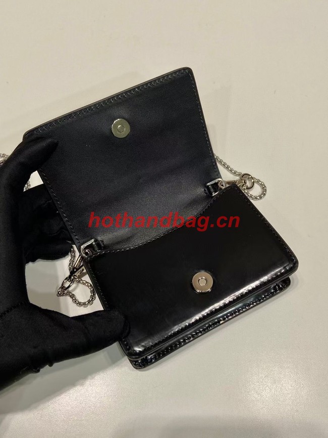 Prada brushed leather card holder with shoulder strap 1MR024 black