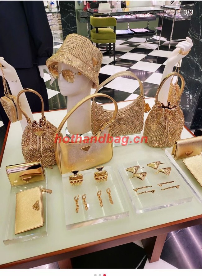 Prada Satin mini-bag with crystals 1BC515 gold 
