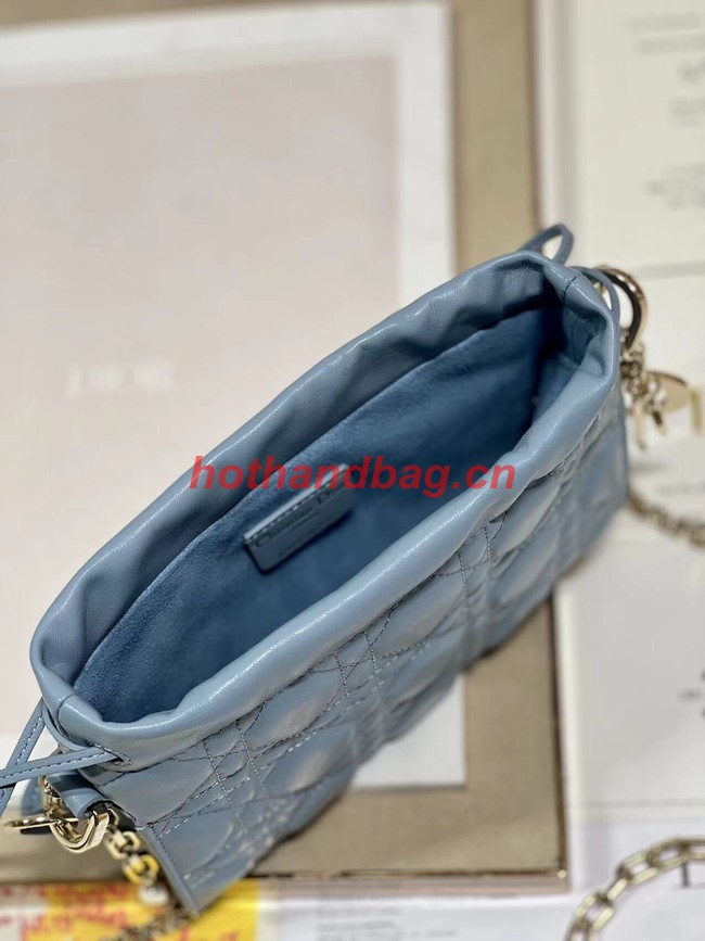LADY DIOR TOP HANDLE DRAWSTRING MINI BAG Scarlet skyblue Cannage Lambskin S0981ON