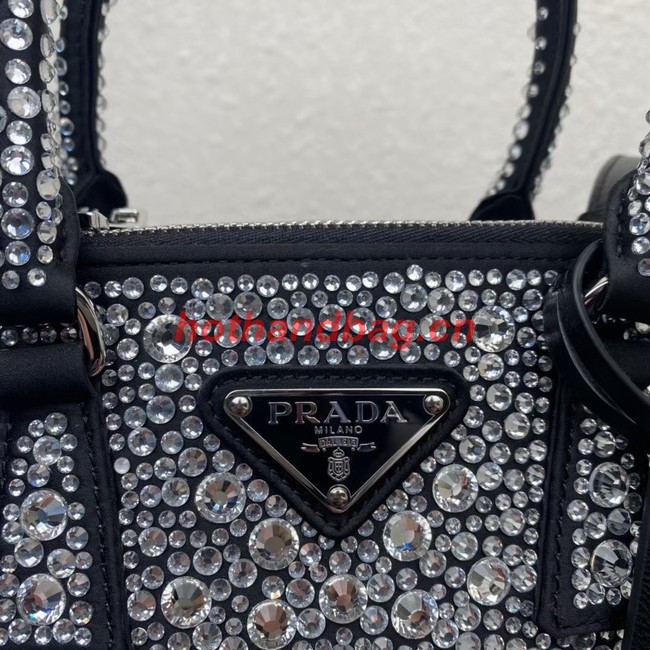 Prada Galleria satin mini-bag with crystals 1BA906 black