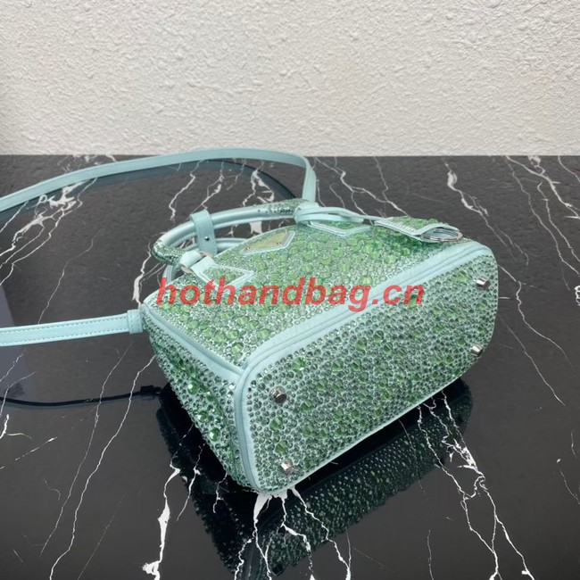 Prada Galleria satin mini-bag with crystals 1BA906 green