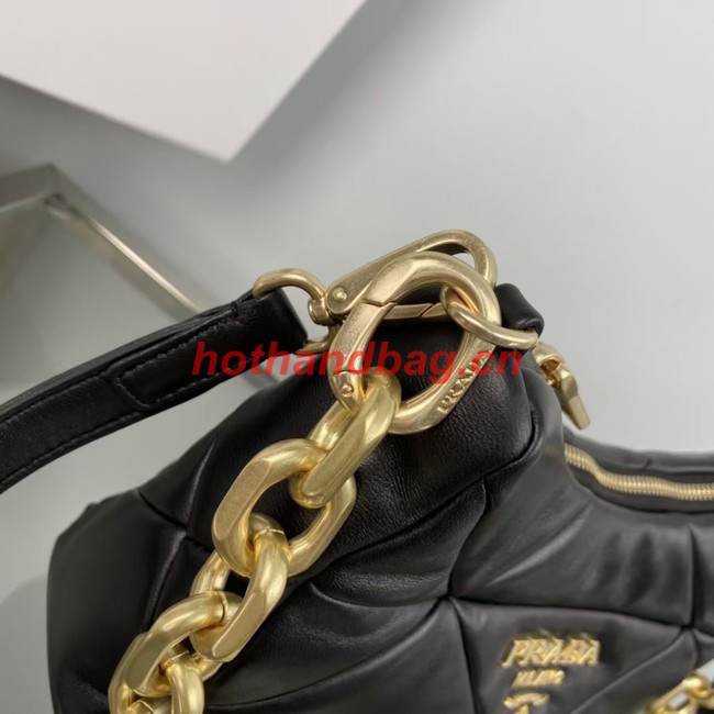 Prada nappa leather padded hobo bag 1BC157 black