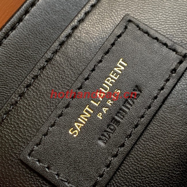 SAINT LAURENT SOLFERINO SMALL SATCHEL IN BOX LEATHER 634306 BLACK