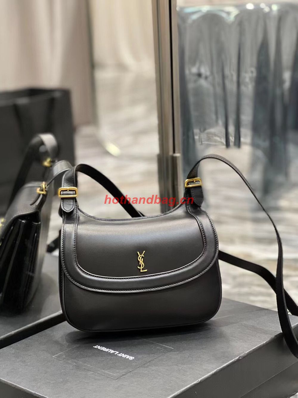 SAINT LAUREN KAIA SMALL SATCHEL IN SMOOTH LEATHER Y662242 black