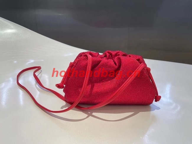 Bottega Veneta Mini crystals clutch with strap 585852 red