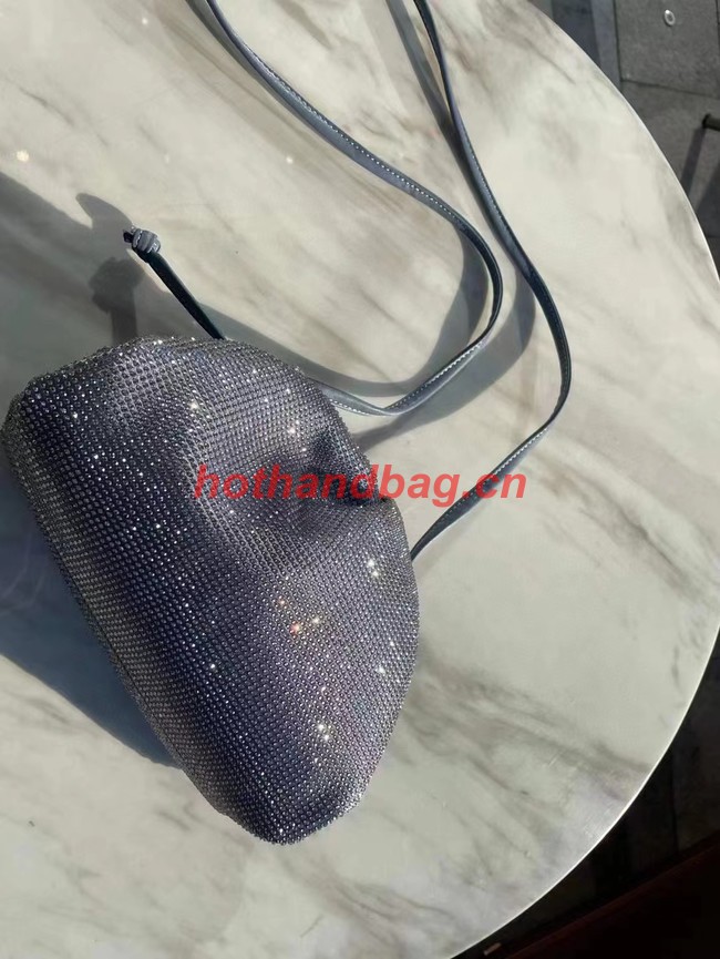 Bottega Veneta Mini crystals clutch with strap 585852 silver grey