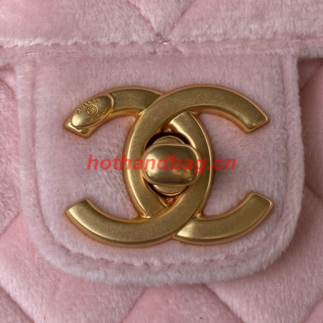 Chanel 22 FLAP BAG Velvet & Gold-Tone Metal AS3432 pink
