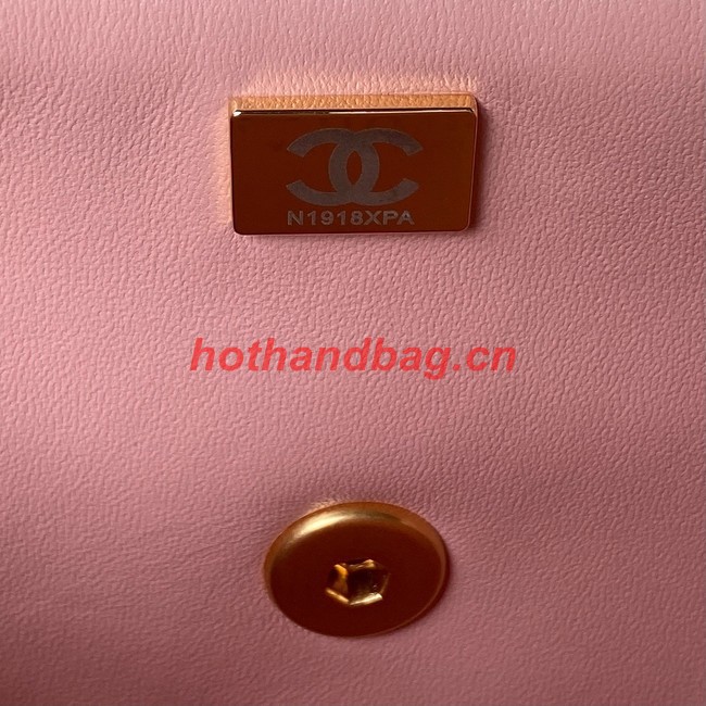 Chanel 22 FLAP BAG Velvet & Gold-Tone Metal AS3432 pink
