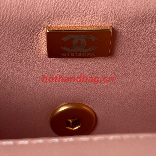 Chanel 22 FLAP BAG Velvet & Gold-Tone Metal AS3442 pink