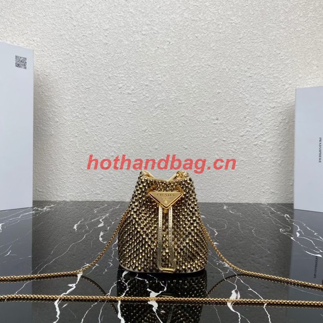 Prada Satin nano-bag with crystals 1NR016 Platinum
