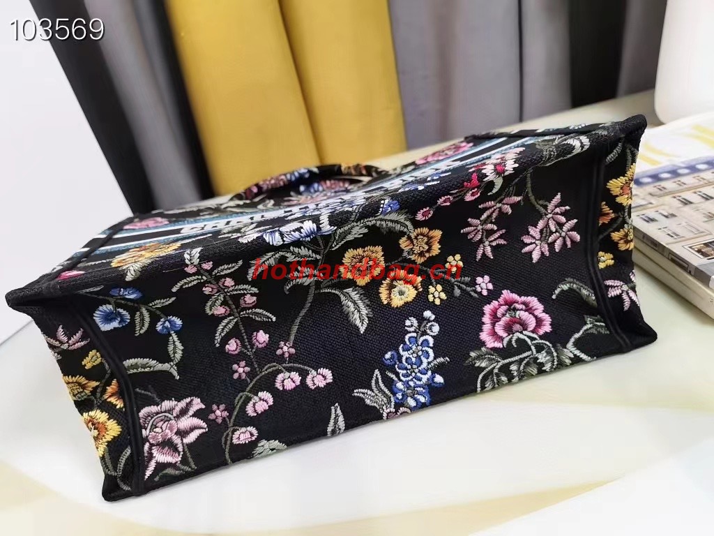 MEDIUM DIOR BOOK TOTE Black Multicolor Dior Petites Fleurs Embroidery M1296Z-33