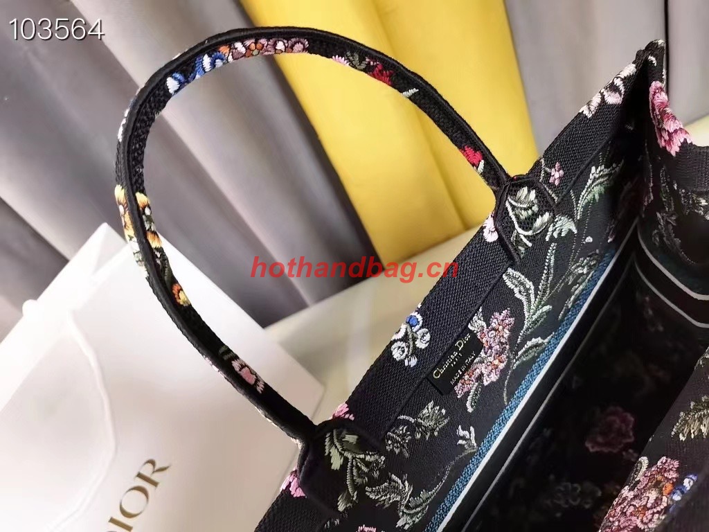 LARGE DIOR BOOK TOTE Black Multicolor Dior Petites Fleurs Embroidery M1286ZEA