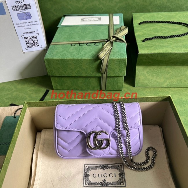 Gucci GG Marmont matelasse super mini bag 476433 Lilac