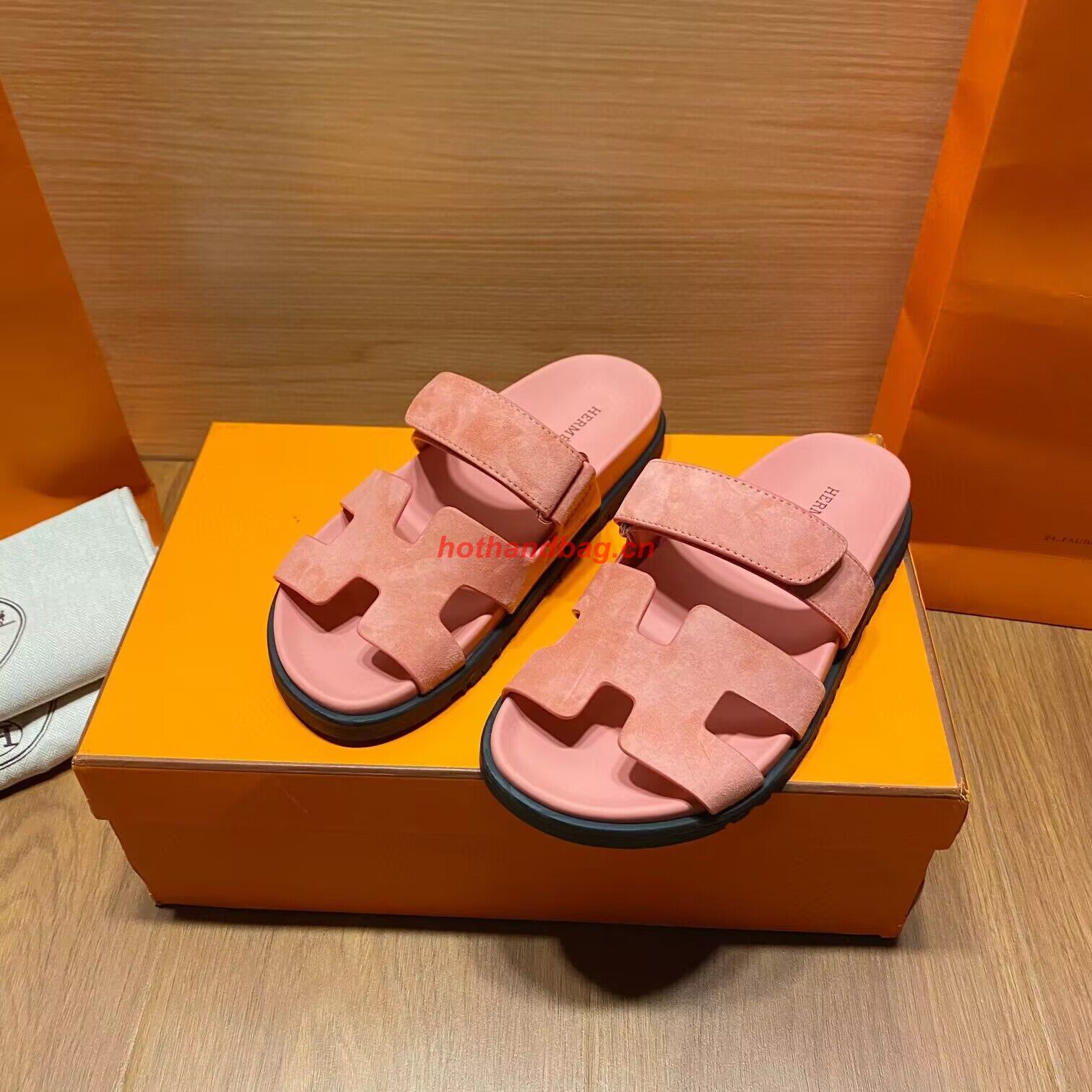 Hermes Shoes 2022 Chypre sandals HM63920 Pink