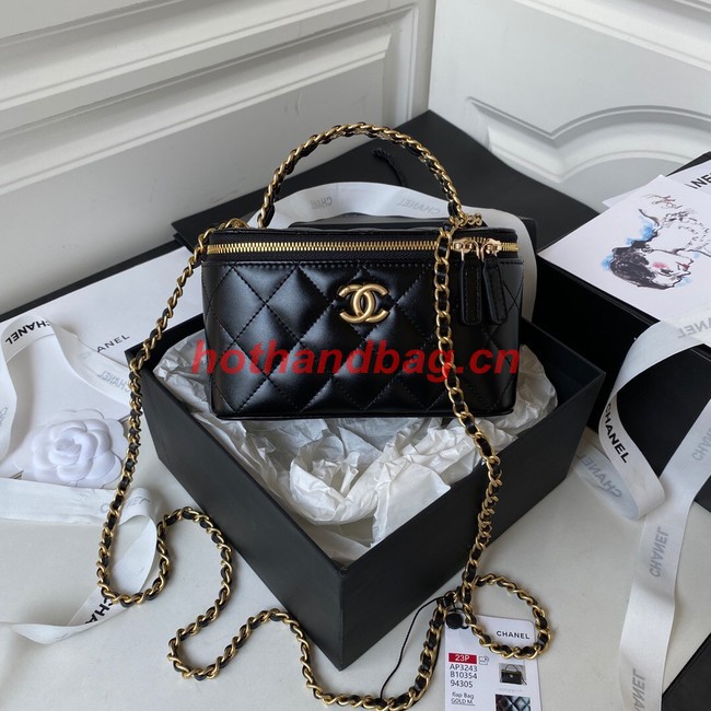 Chanel CLUTCH WITH CHAIN Lambskin & Gold Metal AP3243 BLACK