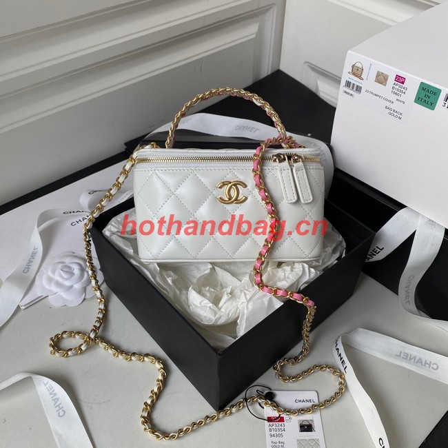 Chanel CLUTCH WITH CHAIN Lambskin & Gold Metal AP3243 WHITE