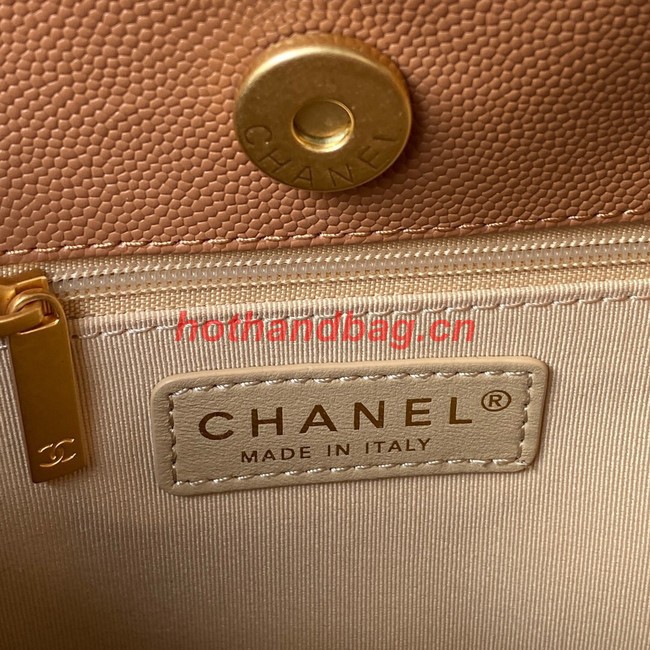 Chanel HOBO HANDBAG Grained Shiny Calfskin & Gold-Tone Metal AS3690 BROWN