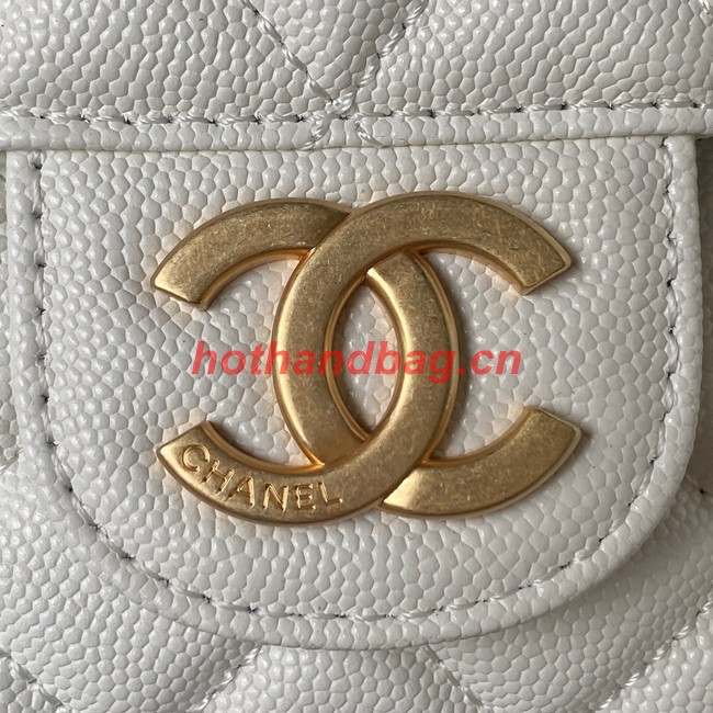 Chanel HOBO HANDBAG Grained Shiny Calfskin & Gold-Tone Metal AS3690 WHITE