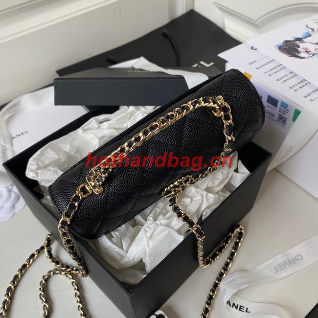 Chanel MINI FLAP BAG CLUTCH WITH CHAIN Gold-Tone Metal AP3238 BLACK