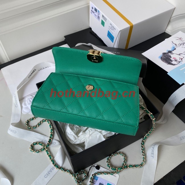 Chanel MINI FLAP BAG CLUTCH WITH CHAIN Gold-Tone Metal AP3238 GREEN