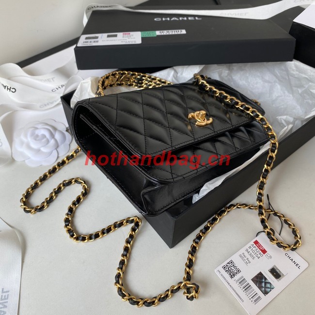 Chanel MINI FLAP BAG CLUTCH WITH CHAIN Gold-Tone Metal AP3240 BLACK