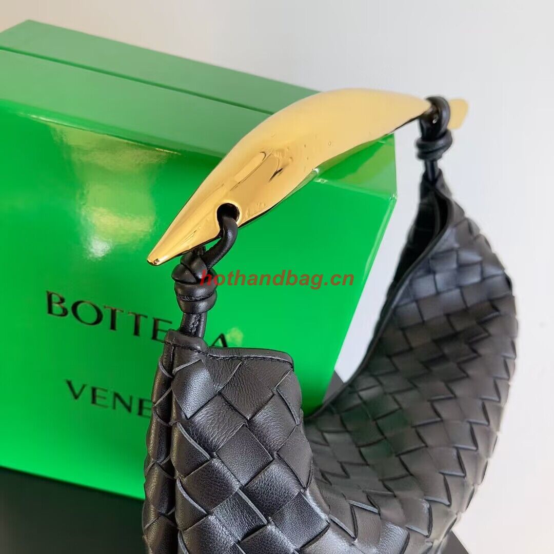 Bottega Veneta Sardine Intrecciato Gold Hardware Handle Bag 716082 Black