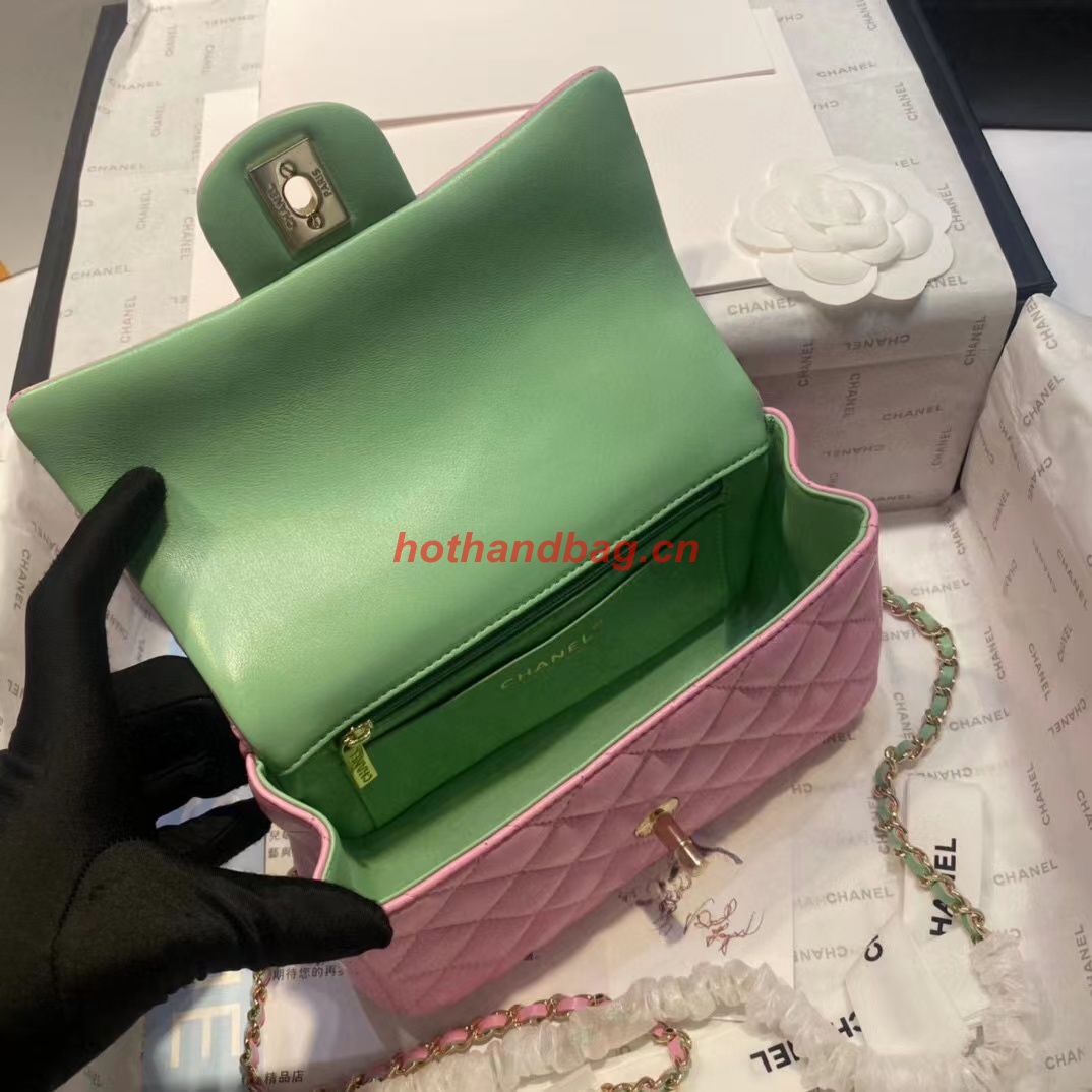 Chanel MINI FLAP BAG WITH TOP HANDLE AS2431 Lilac & Light Green
