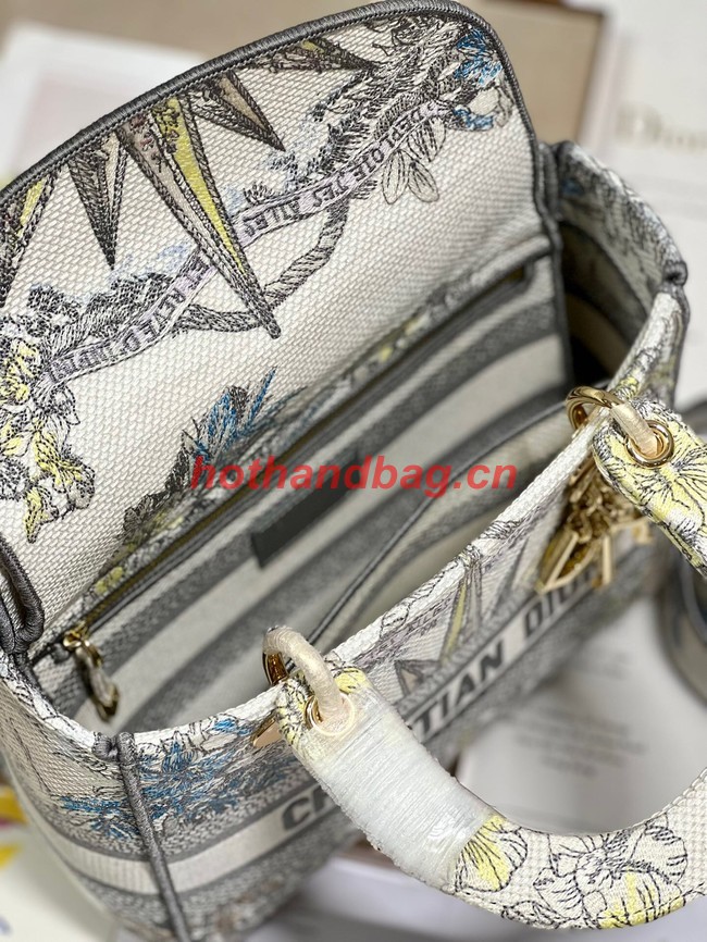 Dior MEDIUM LADY D-LITE BAG M0565OR GRAY